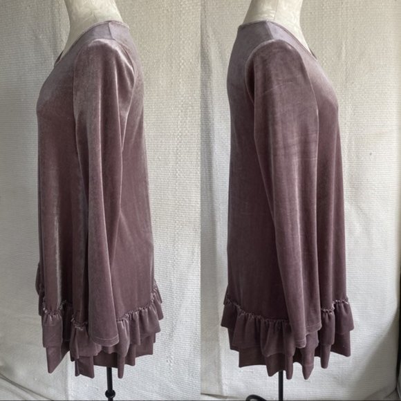 Vintage 90s M Velvet Velour Babydoll Dress - Picture 3 of 8